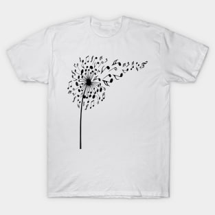 Dandelion Shirt Music Note Shirt Music Lover T-Shirt